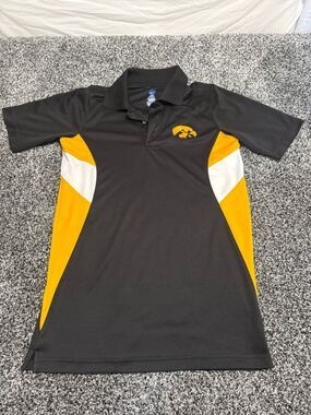 Iowa Hawkeyes Black & Gold Men's Performance Polo size small
